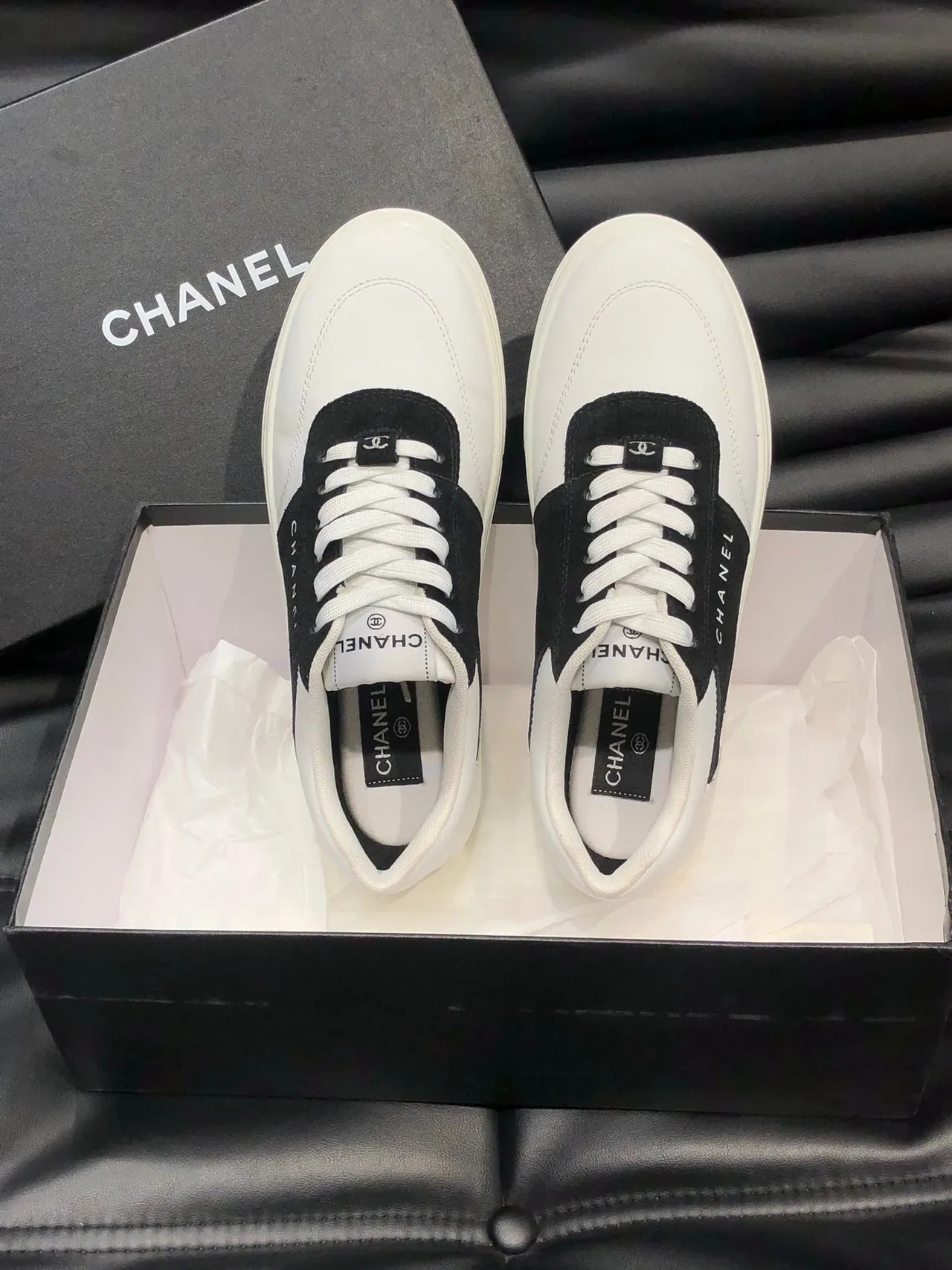 Chanel Lifestyle Sneaker White Black Low-Top Two-Tone Lifestyle Sneakers 6