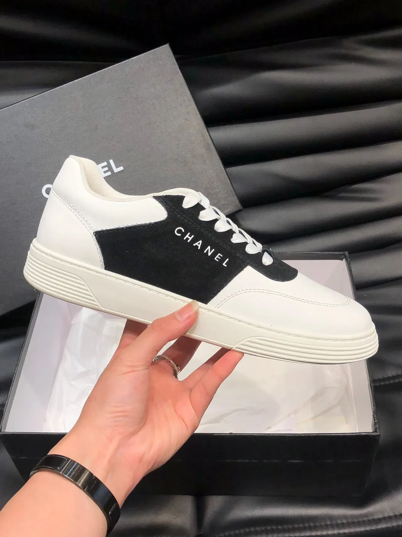 Chanel Lifestyle Sneaker White Black Low-Top Two-Tone Lifestyle Sneakers 7