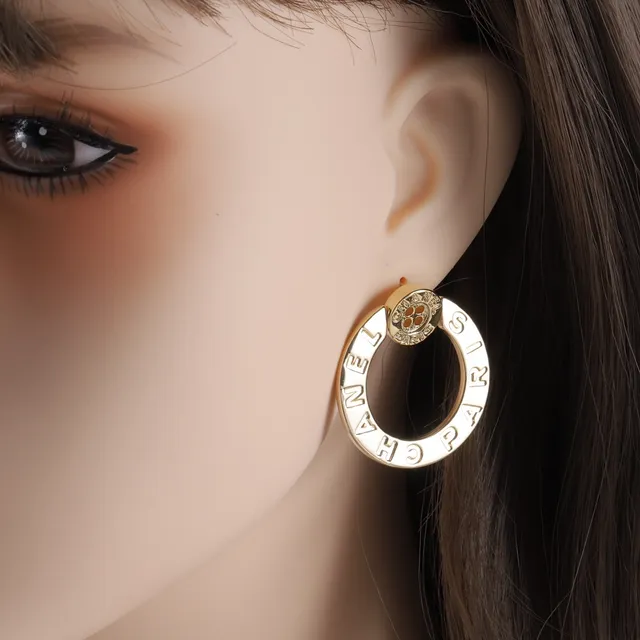 Chanel Logo Hoop Gold Metal Earrings 2