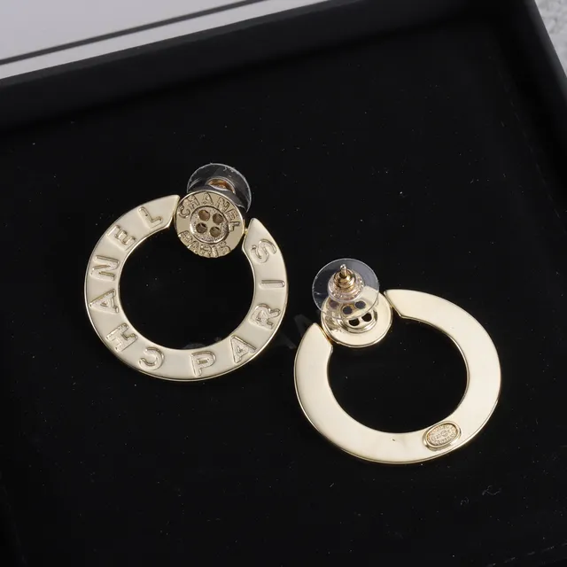 Chanel Logo Hoop Gold Metal Earrings 7