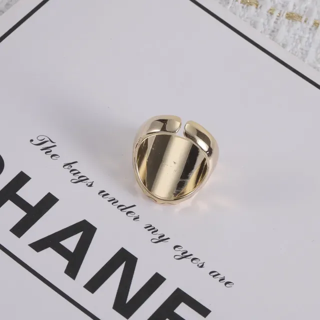 Chanel Logo Ring Pink Enamel Gold-Tone Adjustable Ring 2