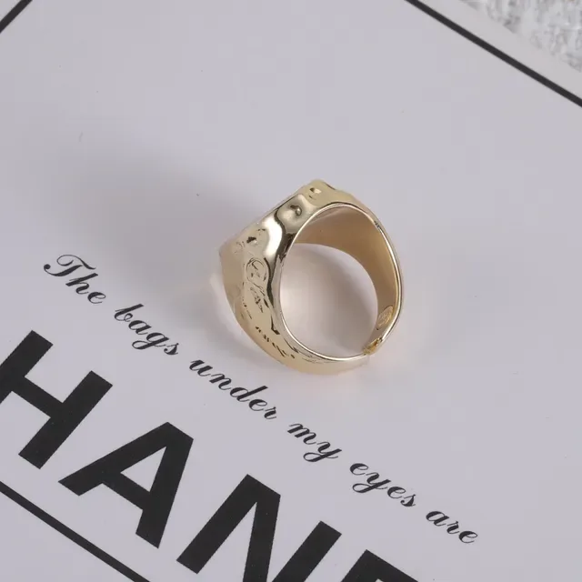 Chanel Logo Ring Pink Enamel Gold-Tone Adjustable Ring 4