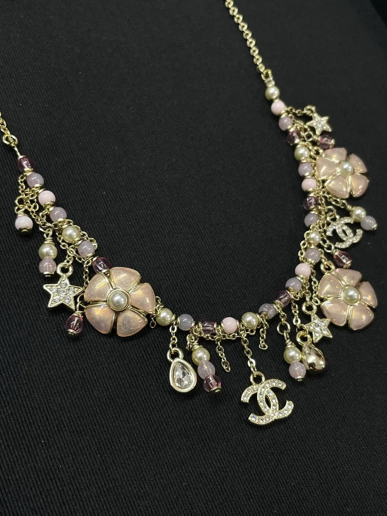 Chanel Multi-Charm Floral Pearl Necklace 2
