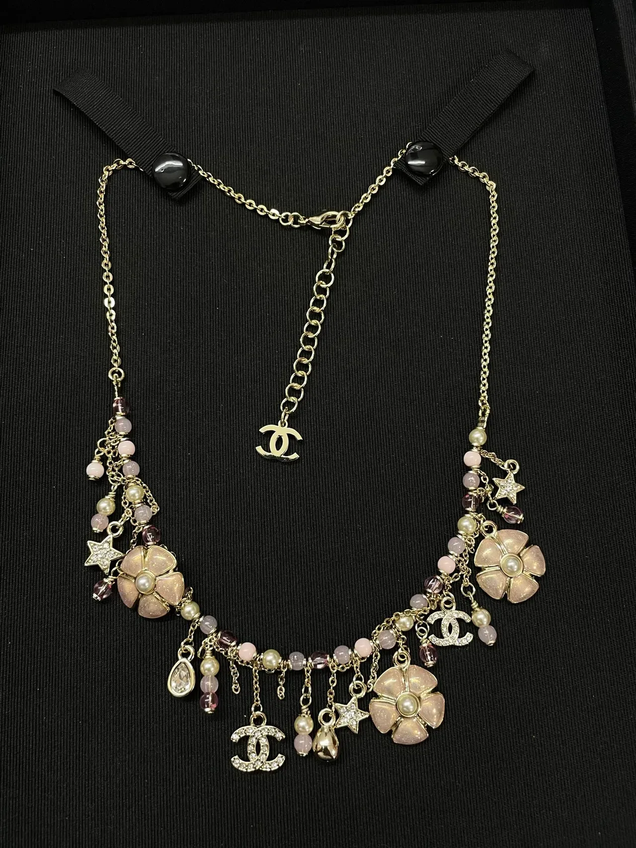 Chanel Multi-Charm Floral Pearl Necklace 4