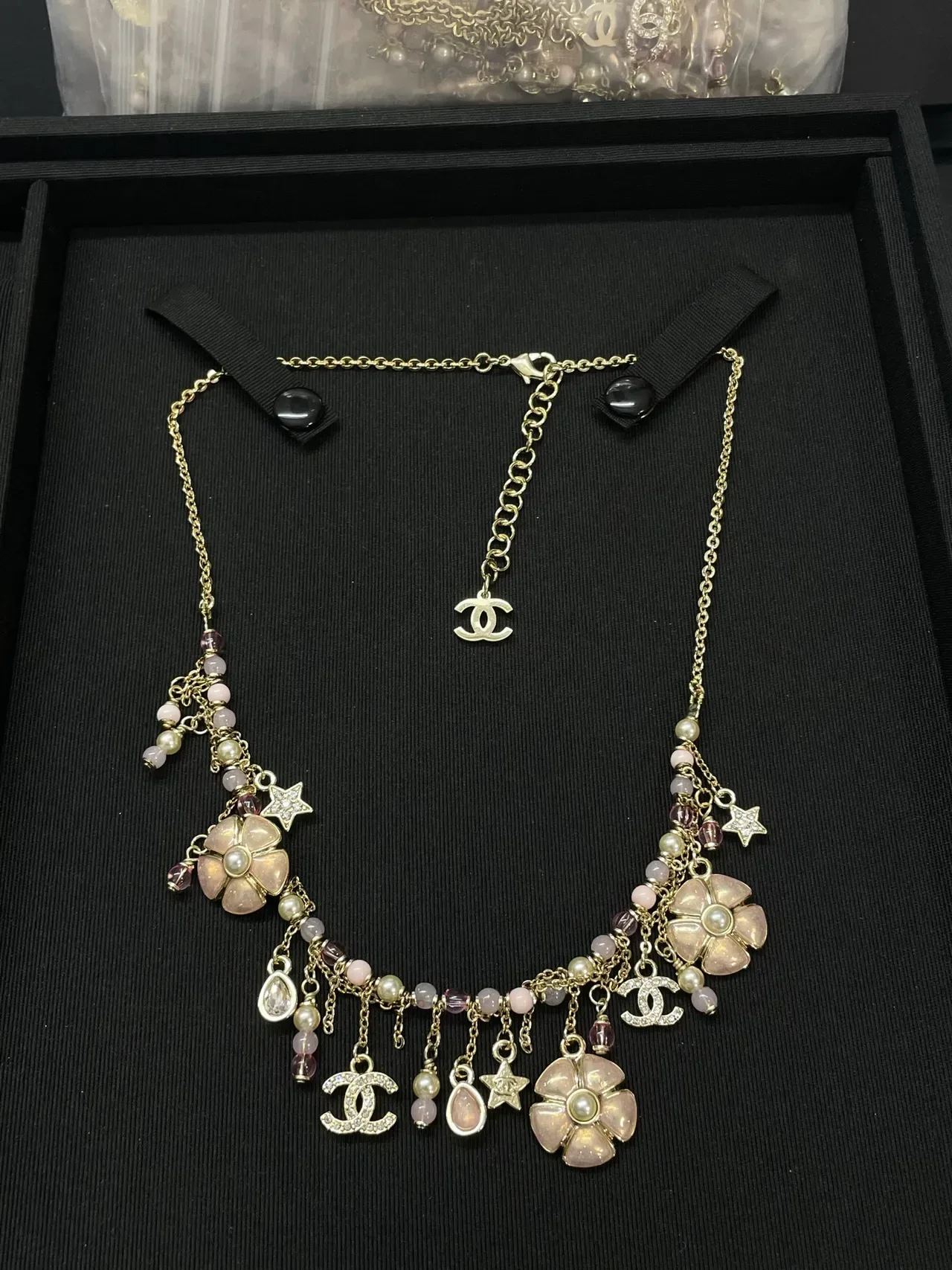 Chanel Multi-Charm Floral Pearl Necklace 6