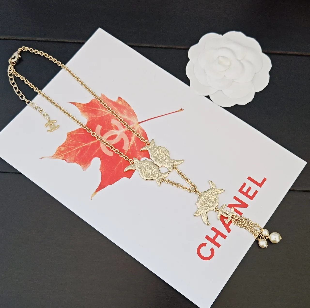Chanel Multicolor Gold Enamel Floral Pendants Chain Necklace 2