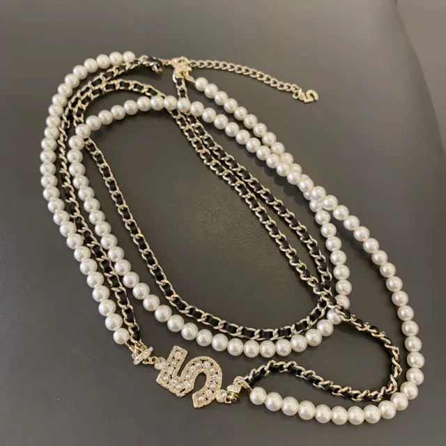 Chanel No. 5 Double-Strand Pearl and Chain Necklace 2