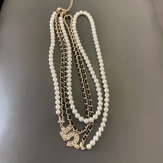 Chanel No. 5 Double-Strand Pearl and Chain Necklace 3