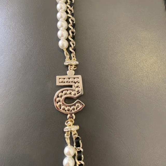 Chanel No. 5 Double-Strand Pearl and Chain Necklace 6