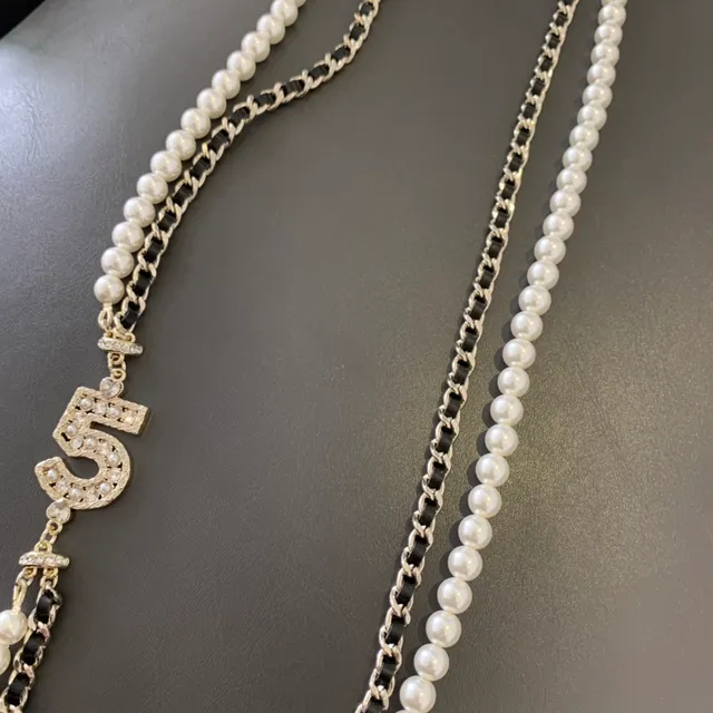 Chanel No. 5 Double-Strand Pearl and Chain Necklace 7