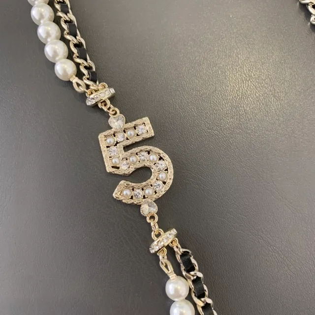 Chanel No. 5 Double-Strand Pearl and Chain Necklace 9