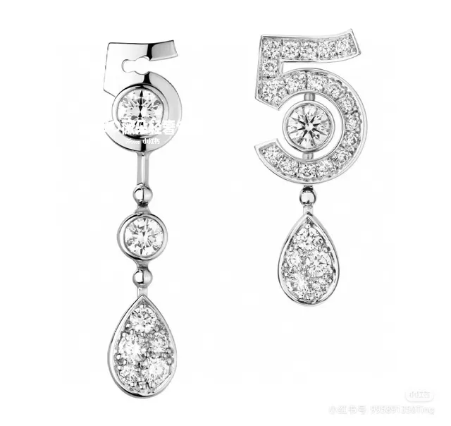 Chanel No.5 Collier Or Blanc Motif Numéral Pavé-Set Diamants 7