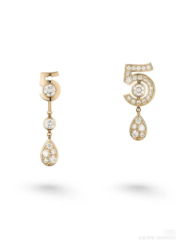 Chanel No.5 Collier Or Blanc Motif Numéral Pavé-Set Diamants 9