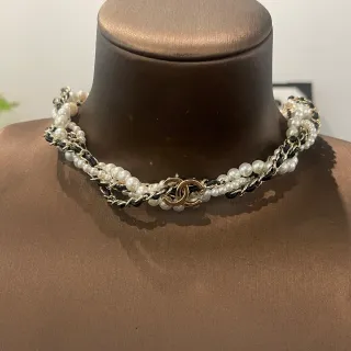 Chanel Pearl and Chain Interwoven Choker Necklace