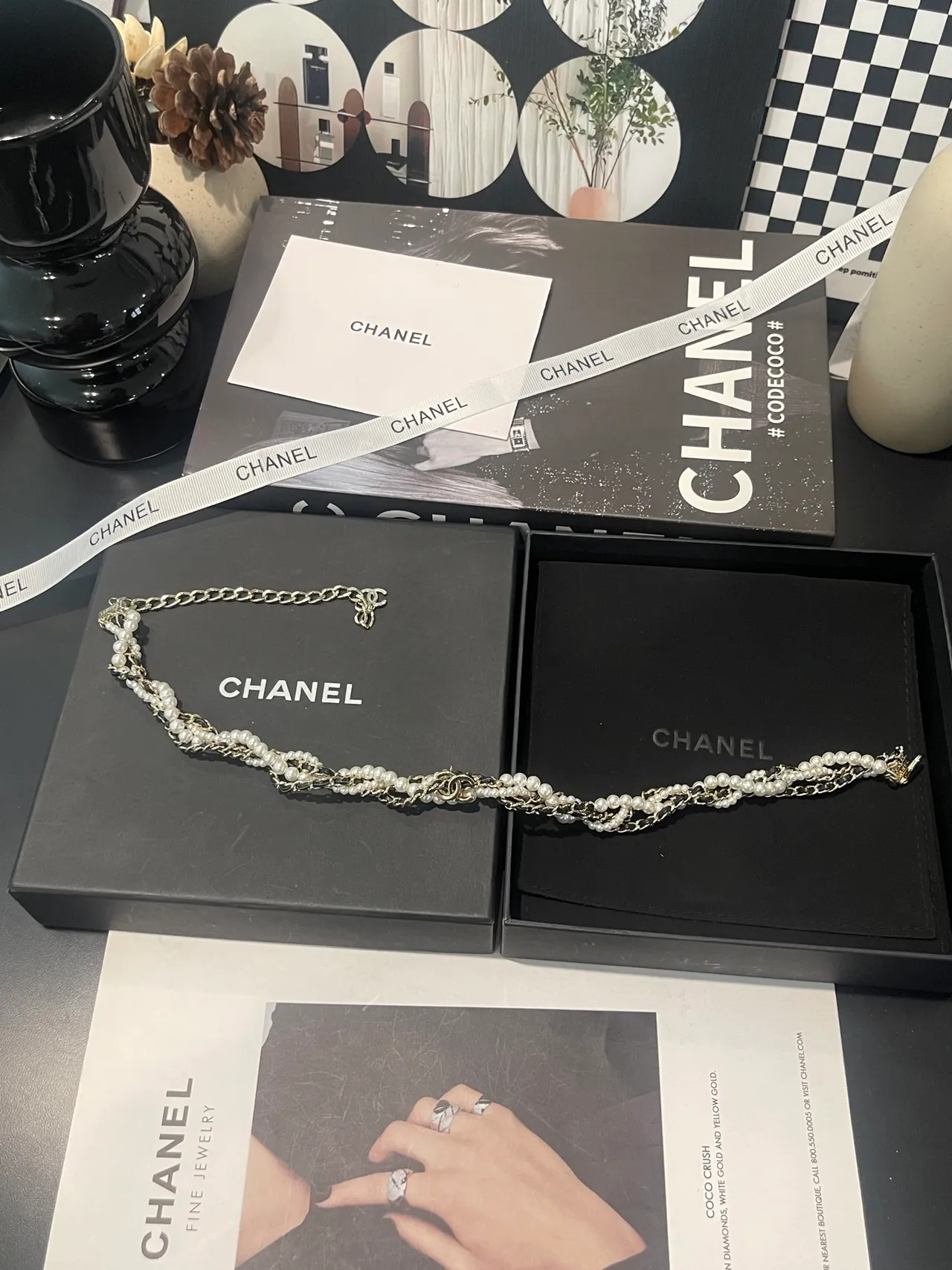 Chanel Pearl and Chain Interwoven Choker Necklace 6