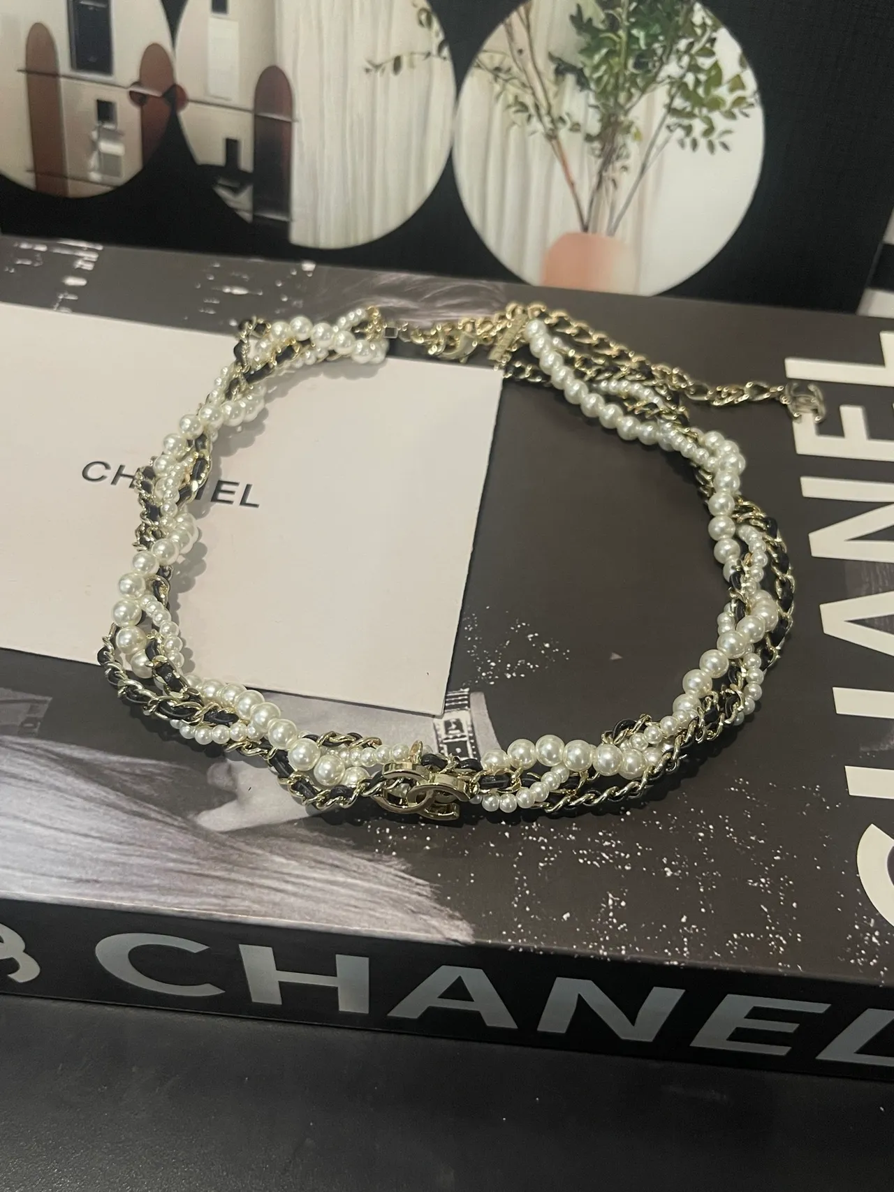 Chanel Pearl and Chain Interwoven Choker Necklace 7