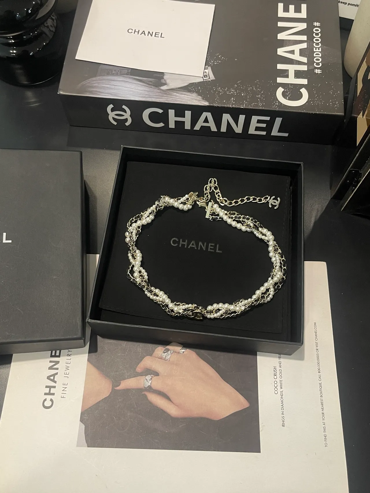 Chanel Pearl and Chain Interwoven Choker Necklace 8