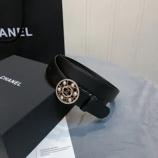 Chanel Pearl and Crystal Buckle Leather Belt