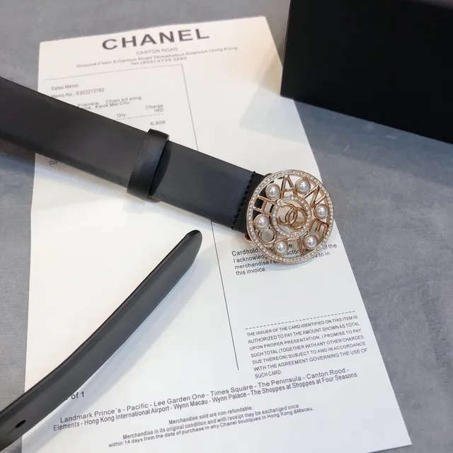 Chanel Pearl and Crystal Buckle Leather Belt 5