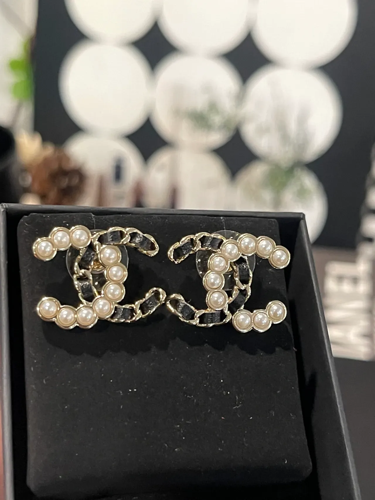 Chanel Pearl-Embellished Interlocking CC Earrings 3