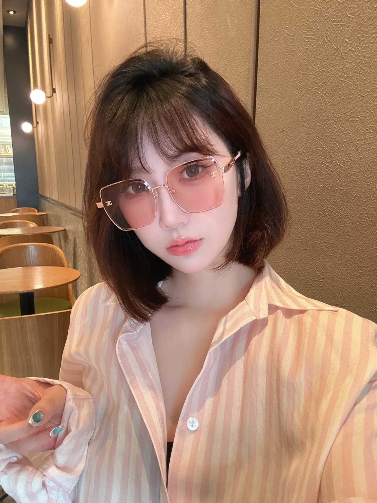 Chanel Pink Gold Oversized Square Frame Gradient Lenses Sunglasses 6