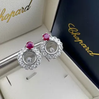 Chopard Happy Diamonds Ruby and Diamond Pavé Stud Earrings