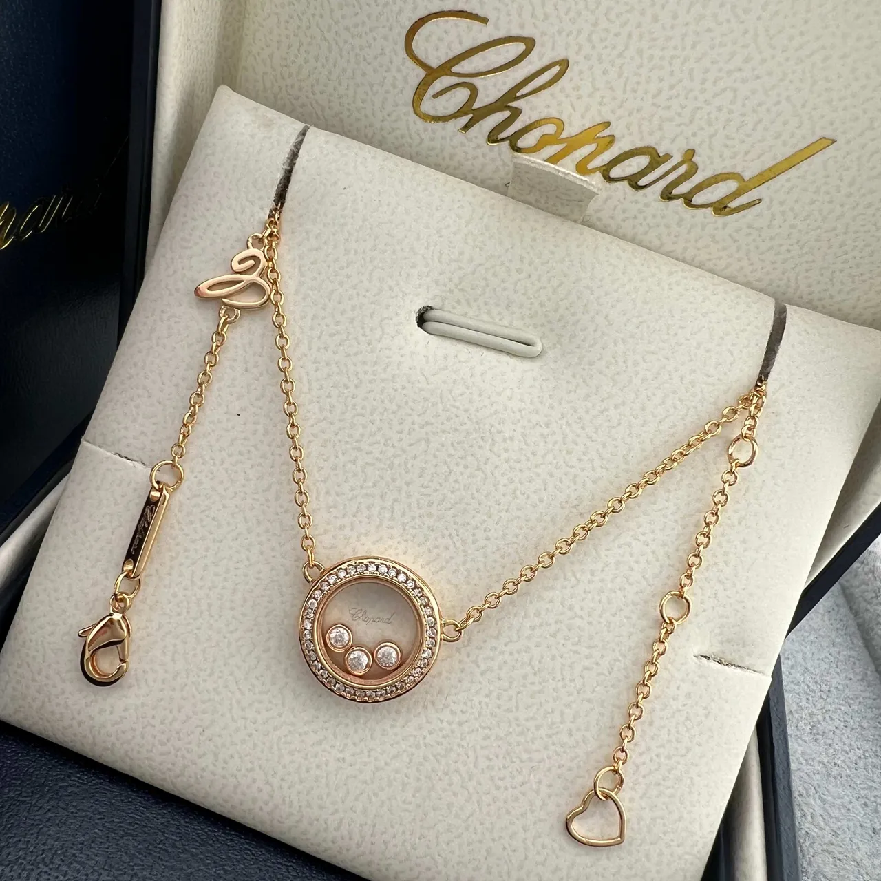 Chopard Happy Diamonds Silver Gold Circular Rotating-Diamond Pendant Pavé Bezel Necklace 2