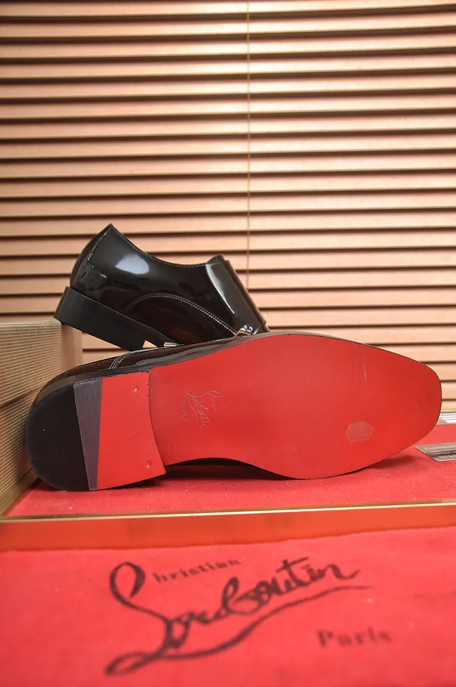 Christian Louboutin Chaussures Monk à double bride cuir verni noir brillant 3
