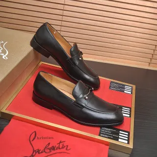 Christian Louboutin Horsebit Loafer Black Red Leather Buckle Loafer