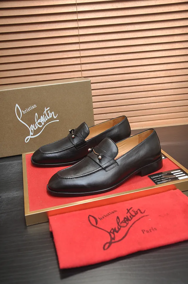 Christian Louboutin Horsebit Loafer Noir Rouge Cuir Boucle Loafer 2