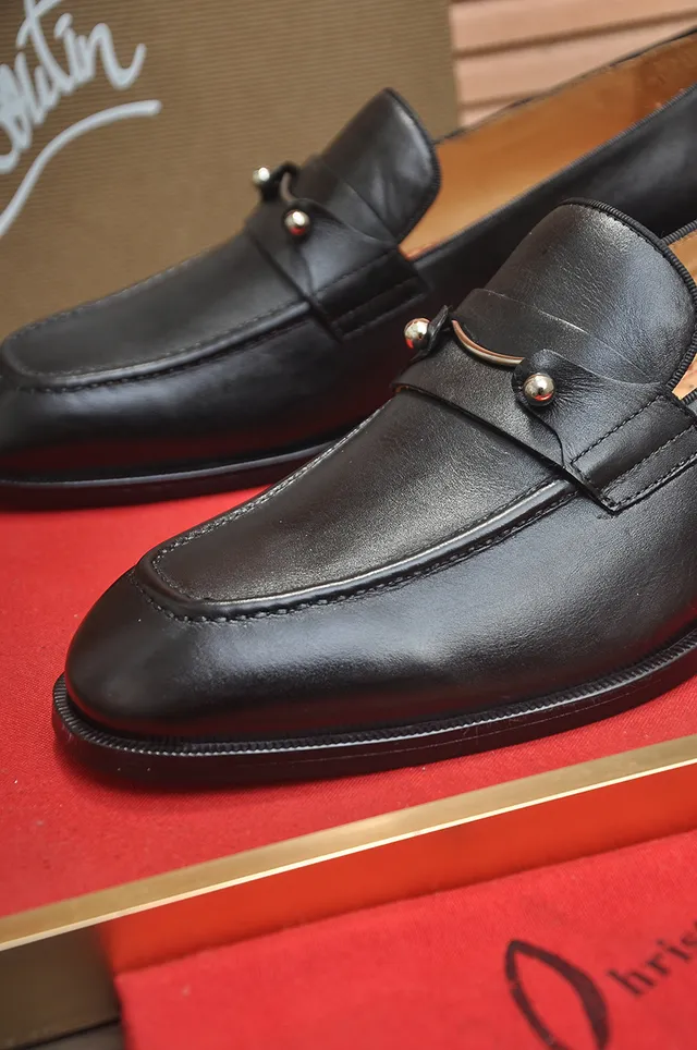 Christian Louboutin Horsebit Loafer Noir Rouge Cuir Boucle Loafer 3