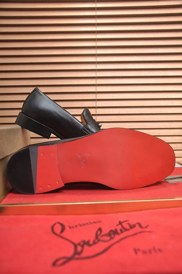 Christian Louboutin Horsebit Loafer Noir Rouge Cuir Boucle Loafer 4