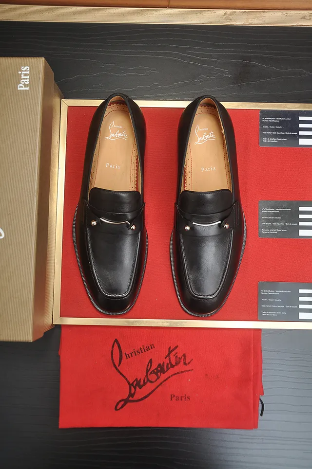 Christian Louboutin Horsebit Loafer Noir Rouge Cuir Boucle Loafer 5
