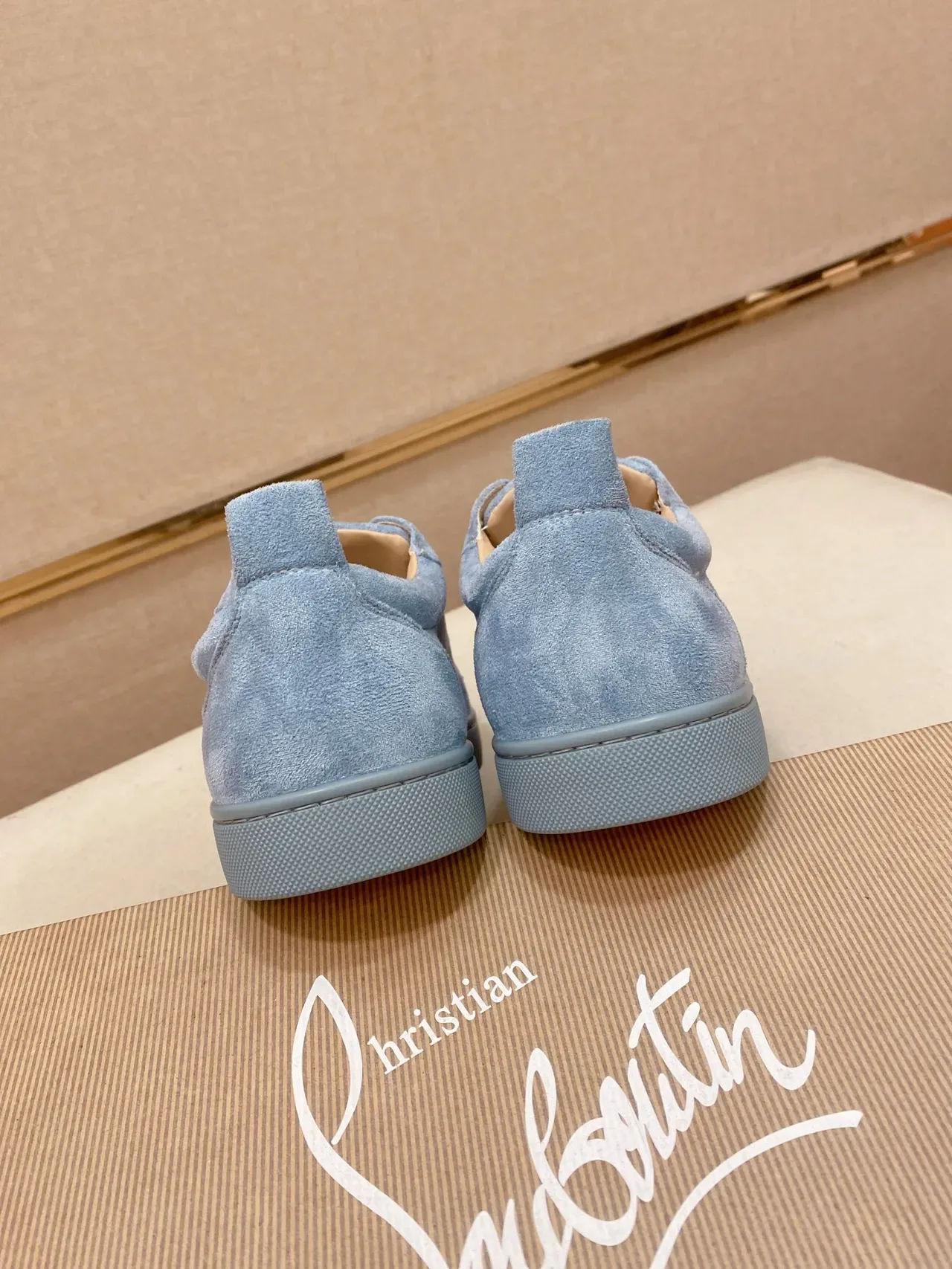 Christian Louboutin Lou Spikes Light Blue Suede Lifestyle Sneakers 3