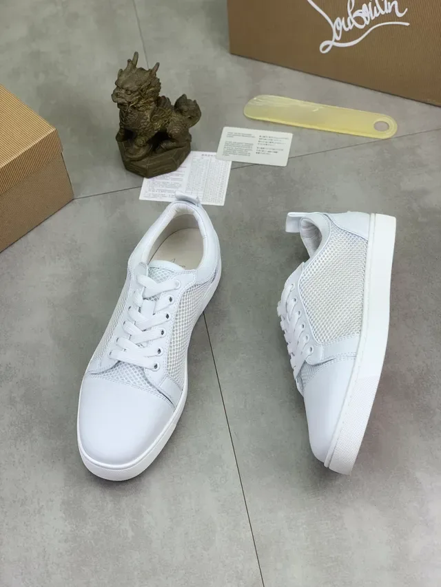 Christian Louboutin Baskets lifestyle blanches en maille et cuir low-top 5