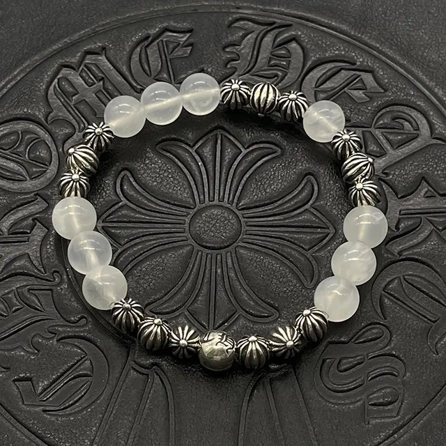 Chrome Hearts Bracelet Croix perlé Blanc et Rose Pierres Bracelets 2