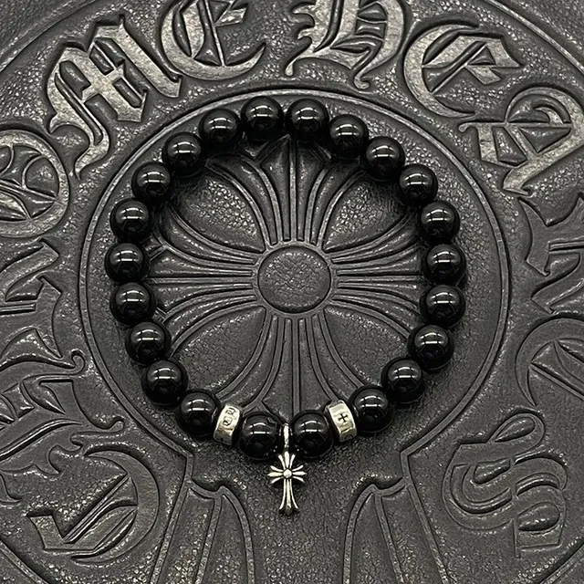 Chrome Hearts Bracelet Croix perlé Blanc et Rose Pierres Bracelets 5