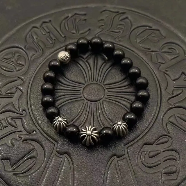 Chrome Hearts Bracelet Croix perlé Blanc et Rose Pierres Bracelets 6