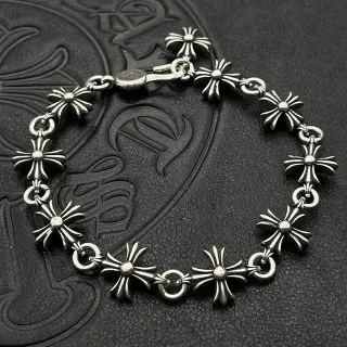 Chrome Hearts Cross Charm Silver Oxidized Bracelet