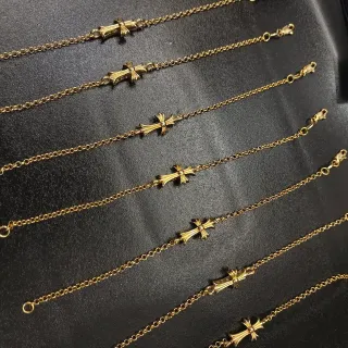 Chrome Hearts Cross Pendant Gold-Tone Chain Bracelets