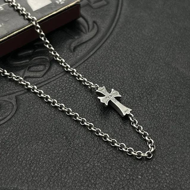 Chrome Hearts Cross Pendant Silver-Tone Chain Necklace 7