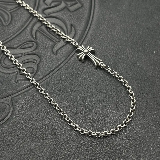 Chrome Hearts Cross Pendant Silver-Tone Chain Necklace 8