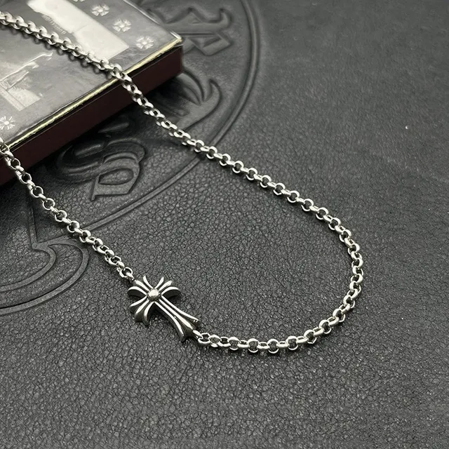 Chrome Hearts Cross Pendant Silver-Tone Chain Necklace 9