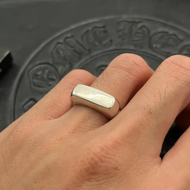 Chrome Hearts Cross Signet Ring Silver Black Rectangular Face Ring 2