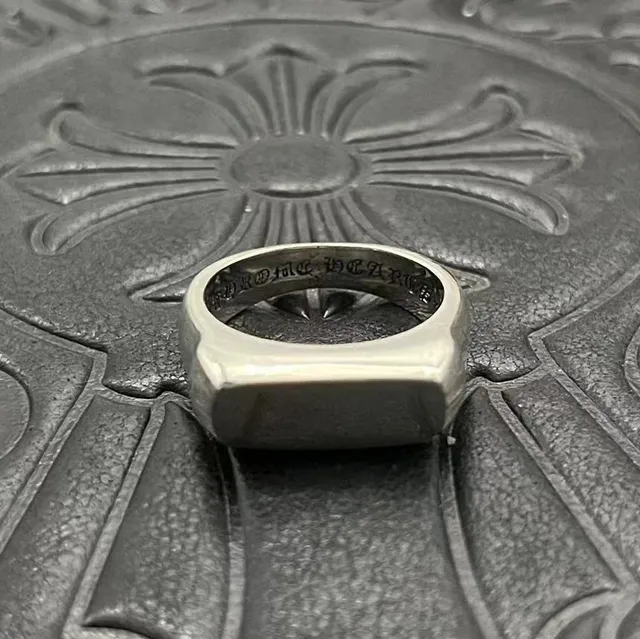 Chrome Hearts Cross Signet Ring Silver Black Rectangular Face Ring 5