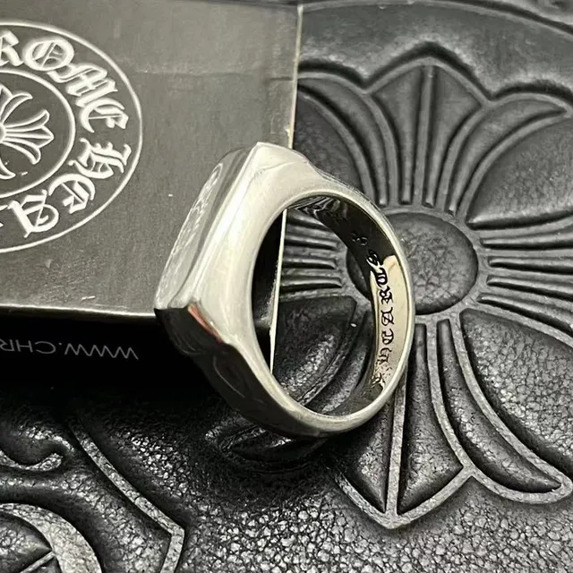 Chrome Hearts Cross Signet Ring Silver Black Rectangular Face Ring 8