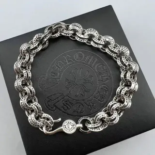 Chrome Hearts Engraved Cross Link Chain Bracelet