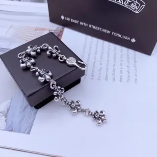 Chrome Hearts Fleur-de-Lis Link Silver-Tone Bracelet