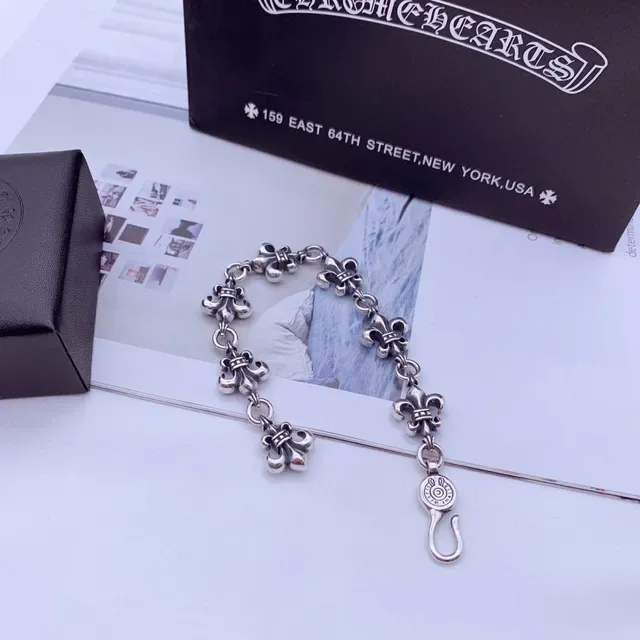 Chrome Hearts Fleur-de-Lis Link Silver-Tone Bracelet 2