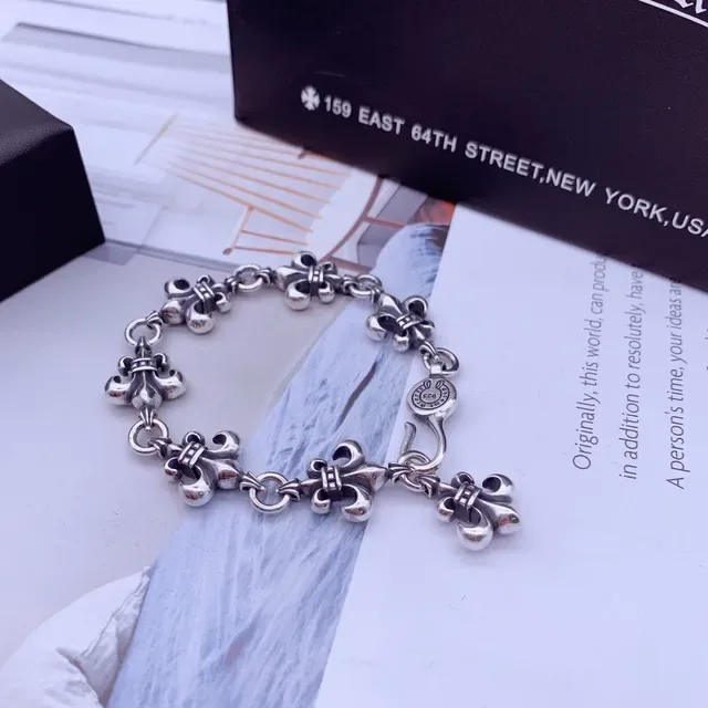 Chrome Hearts Fleur-de-Lis Link Silver-Tone Bracelet 3
